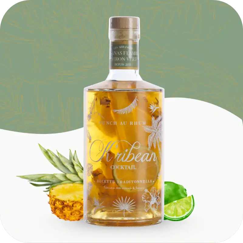 Punch au rhum ananas flambé citron vert (rhum arrangé)
